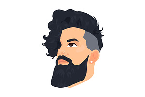 Fashionable Bearded Guy Icon