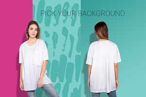 Woman Oversize T-shirt Mockup Set