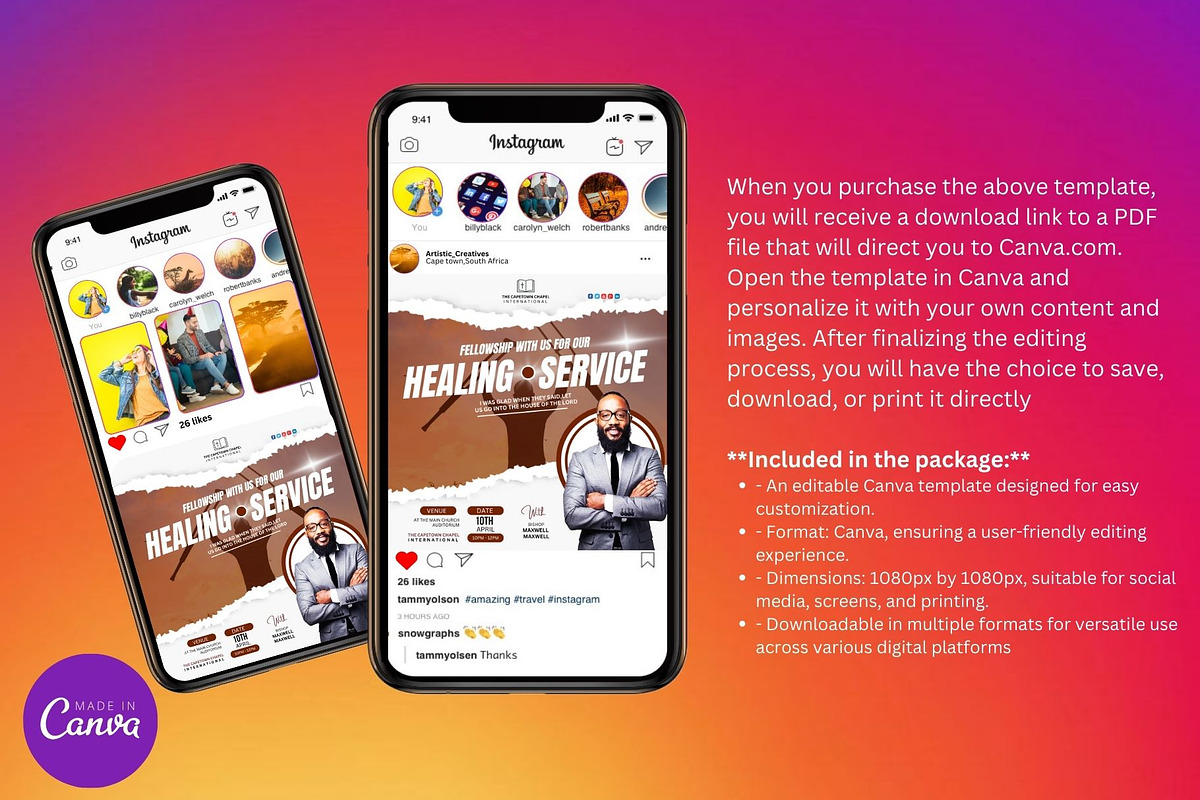 Healing Service Instagram Post, a Social Media Template by Mishek Munene (Photo 3 of 4)