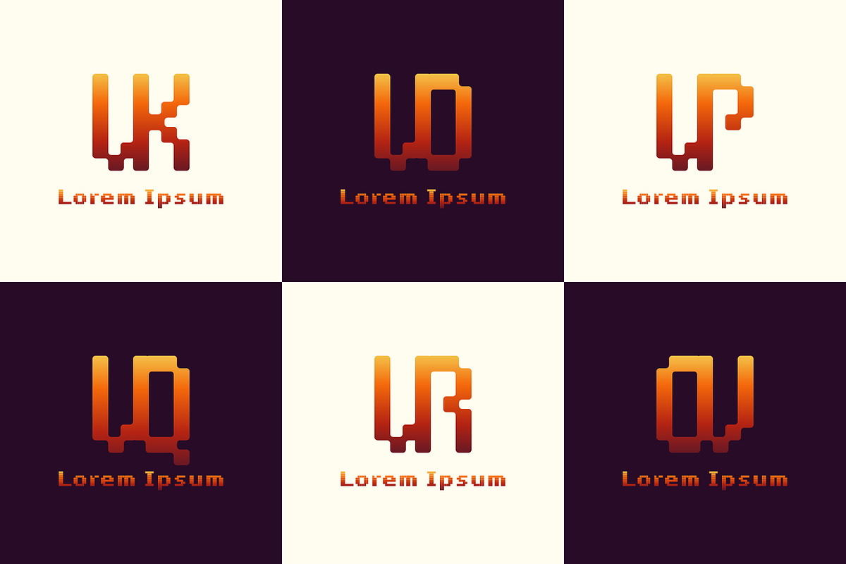 Letters VK VO VP VQ VR OV Pixel Logo, a Branding & Logo Template by Pray Art Design Studio