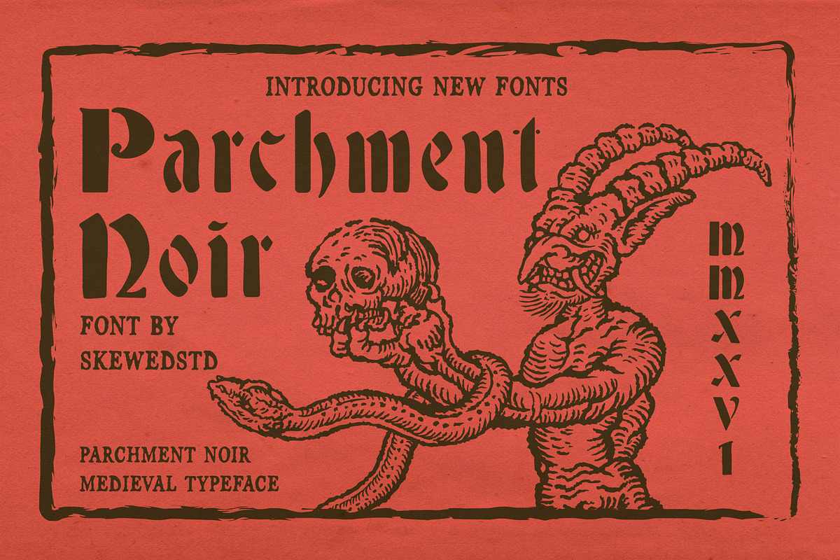 Parchment Noir Medieval Typeface, a Blackletter Font by Skewed Studio (Photo 1 of 7)