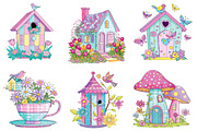 Whimsical Spring Birdhouse Clipart, an Illustration by Dream Creation (Thumbnail 5 of 7)