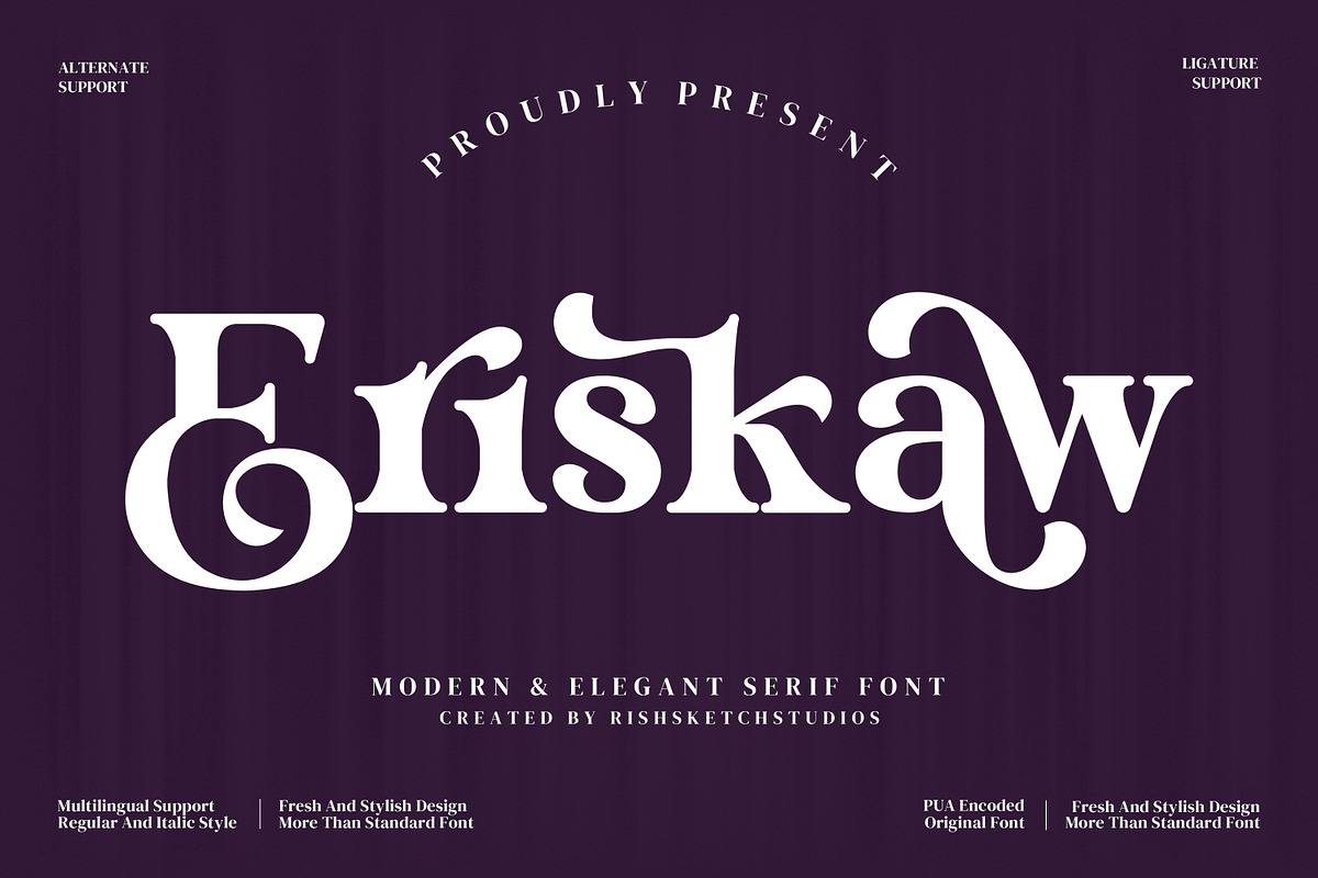 Eriskaw Serif Fonts, a Serif Font by mahstudios (Photo 1 of 10)
