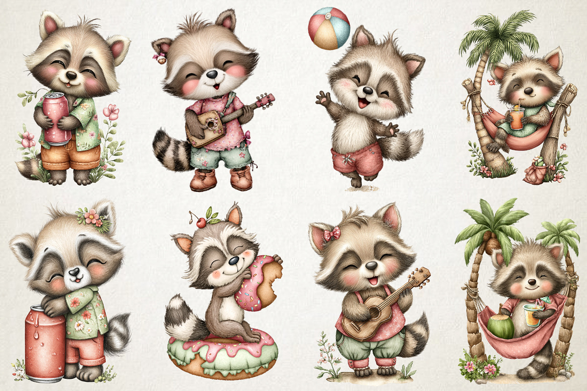 Quirky Raccoon Trash Summer Graphic, an Illustration by RobertsArt (Photo 4 of 6)