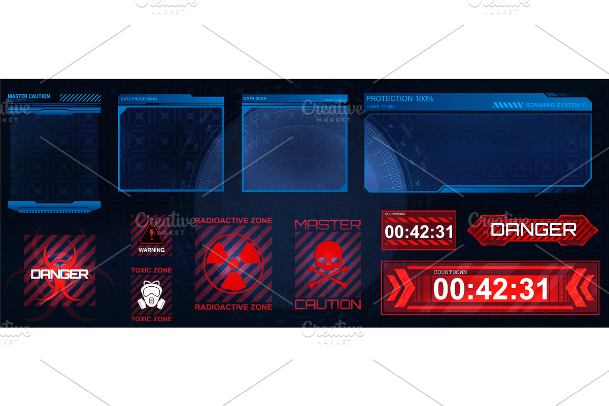 Futuristic screens HUD, UI, GUI, a Technology Illustration by SergeyBitos (Photo 4 of 6)