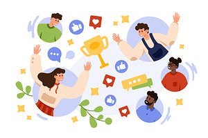 Celebrating Success and Team, a Person Illustration by Flashvector