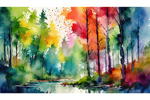 Watercolor forest landscape with a, a Nature Photo by Igor Tichonow