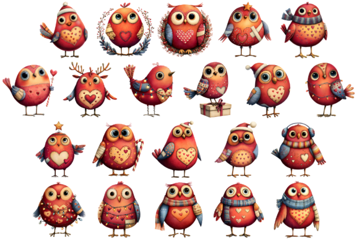 Quirky Christmas Birds Clipart, an Illustration by Markicha Art (Photo 6 of 6)