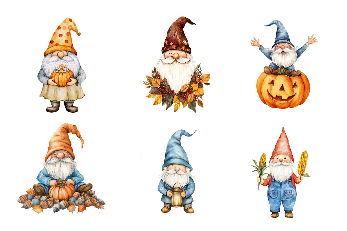 Autumn Gnomes Clipart, an Illustration by CreationArt (Photo 5 of 5)