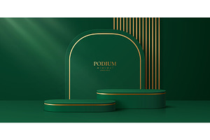 Green cosmetic product podium stand, an Illustration by Buch&Bee