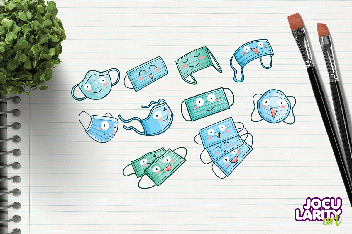 Kawaii Medical Facemasks Characters, a Healthcare Illustration by Jocularity Art (Photo 2 of 3)