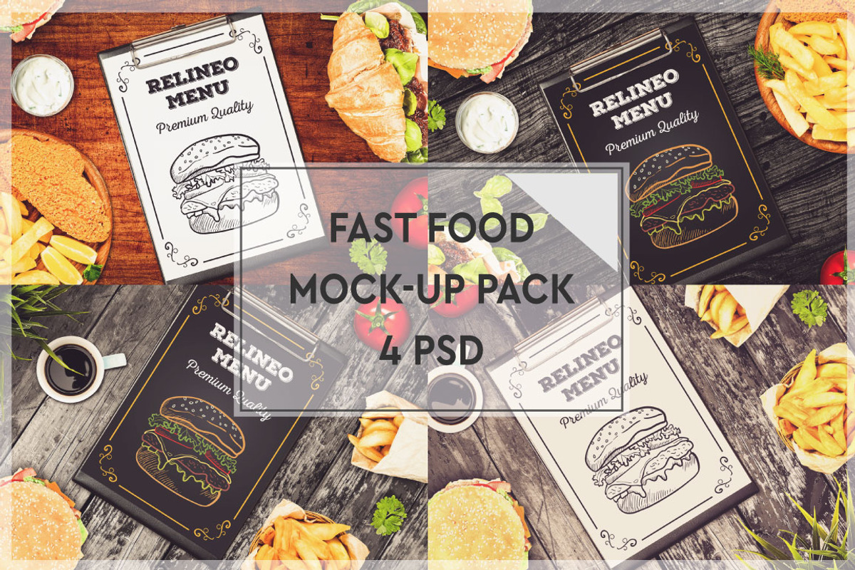 Fast Food Menu Mock-up Pack #2, a Product Mockup by relineo.mock-ups
