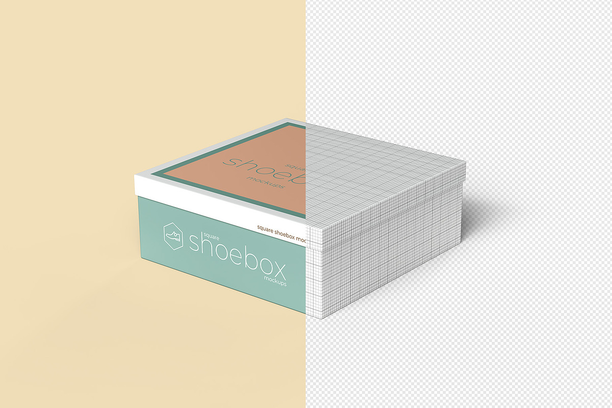 Square Shoe Box Mockup - 8 views, a Cups & Container Mockup by Illusiongraphic (Photo 11 of 20)