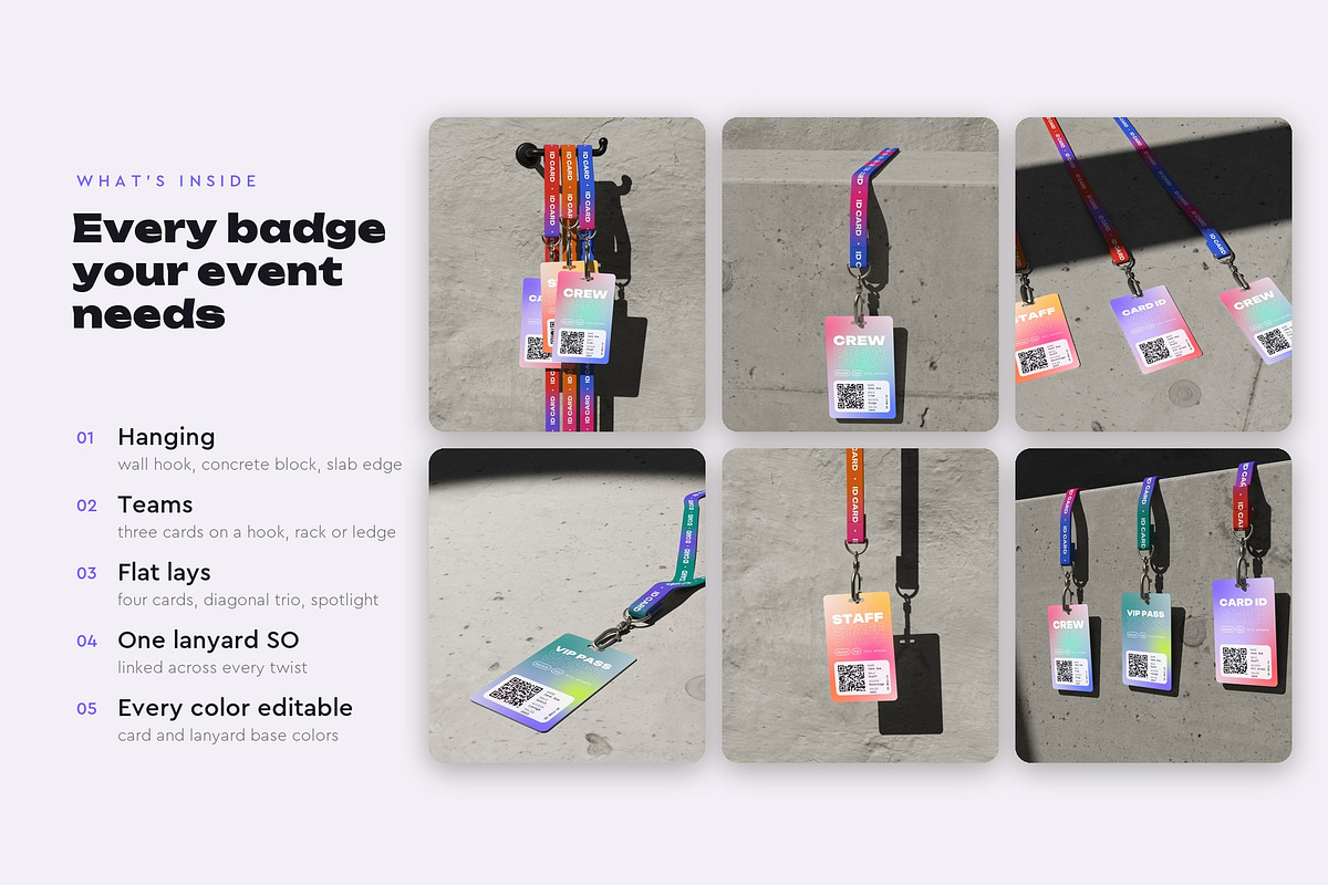 ID Card Lanyard Mockup Pack, a Merchandise Mockup by Motion-Box (Photo 2 of 4)