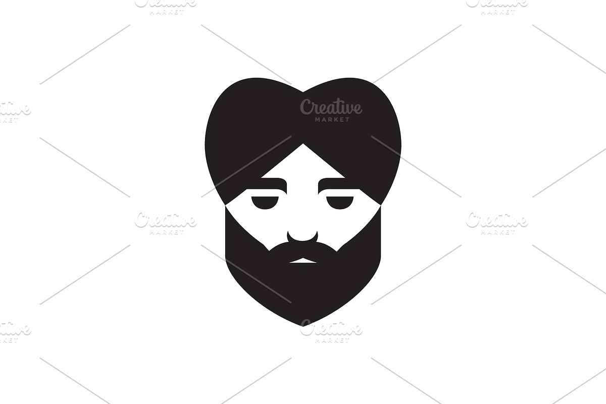 cool man head men beard flat logo, a Branding & Logo Template by devastd