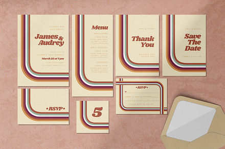 Wedding Invitation Set - Retro Style, a Poster Template by SlideFactory