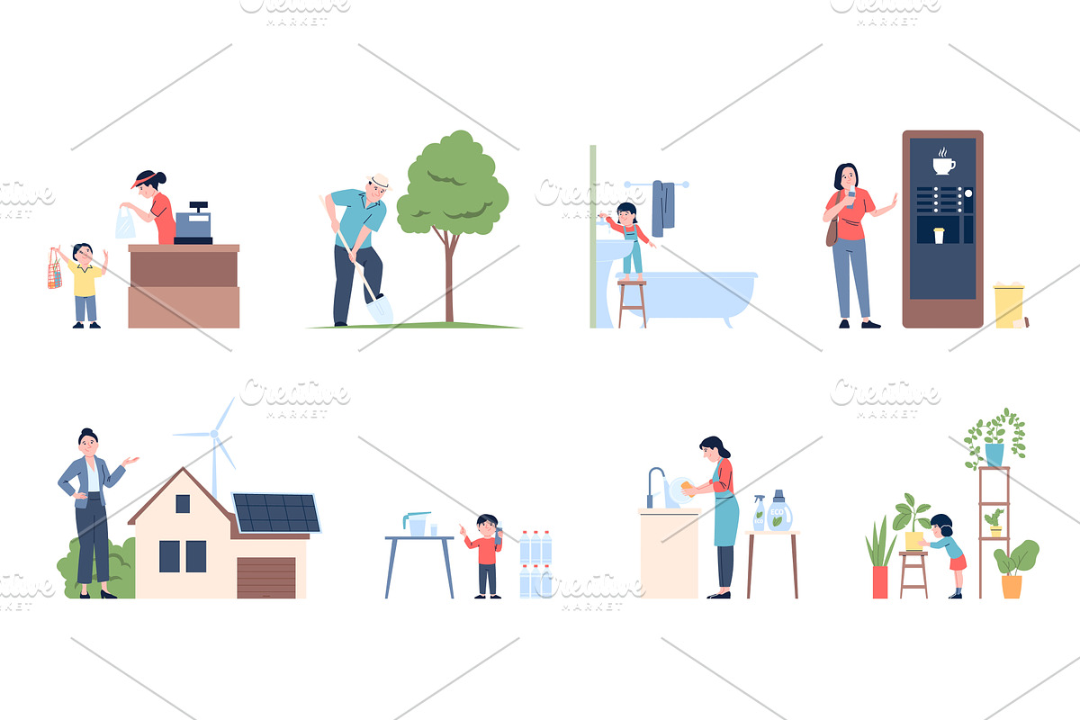 Eco friendly lifestyle. Adults and, a Person Illustration by LadadikArt