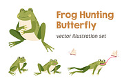 Cute frog hunting for butterfly set, an Animal Illustration by Good Studio (Thumbnail 1 of 4)