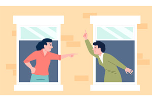 Neighbors fight. Female quarrel, a Person Illustration by LadadikArt