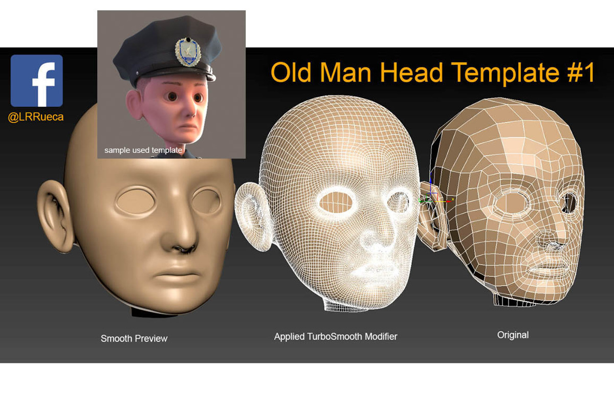 Low Poly Head Templates Pack, a Characters & Person 3D Model by LomellRueca (Photo 7 of 9)