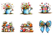 Blue Pink Gingham Spring Clipart, an Illustration by CreationArt (Thumbnail 3 of 6)