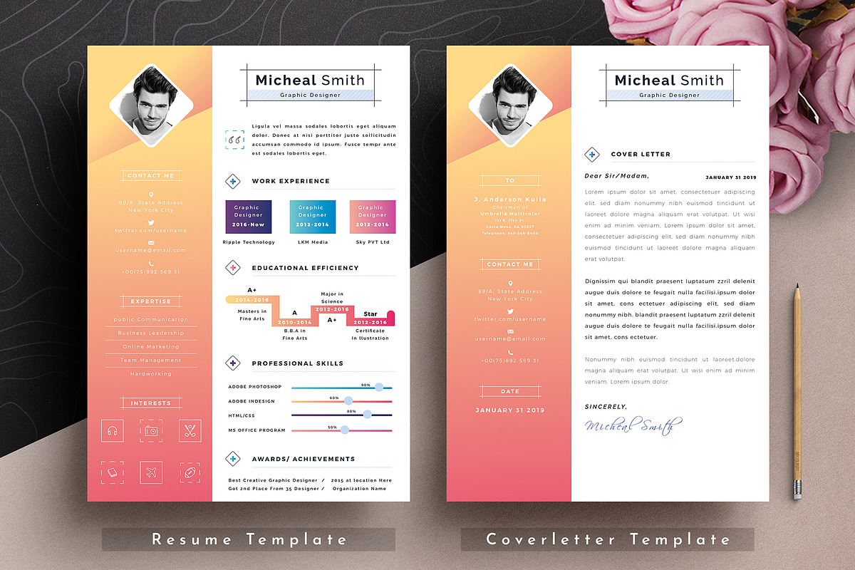 Modern Resume Cv Template, a Resume Template by Tbunny (Photo 3 of 6)