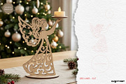Christmas Angel Candle Holders SVG, a Decorative Illustration by svgocean (Thumbnail 6 of 14)