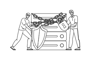 network cybersecurity server vector, a Technology Illustration by pikepicture