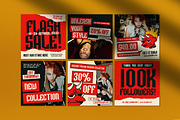 Red Grunge Fashion Instagram Pack, a Social Media Template by graphicook (Thumbnail 2 of 5)