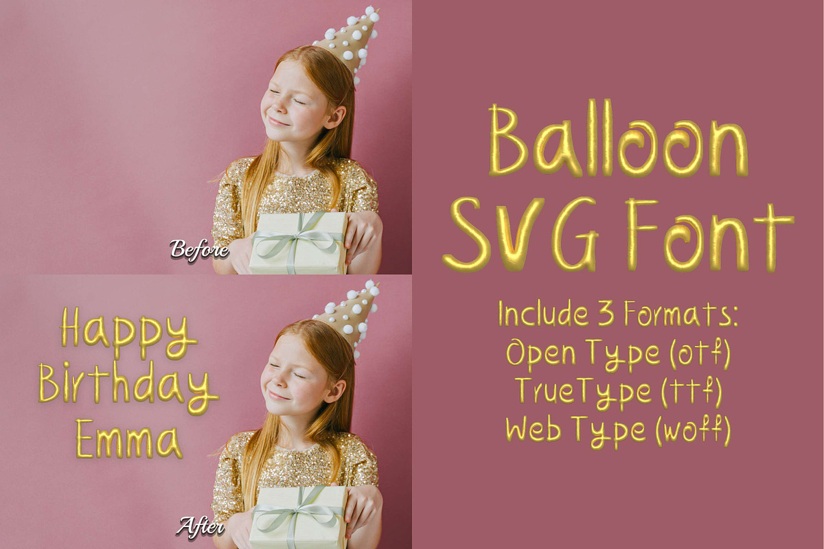 Balloon SVG Font Golden, a Handwritten Font by 3Motional (Photo 5 of 6)
