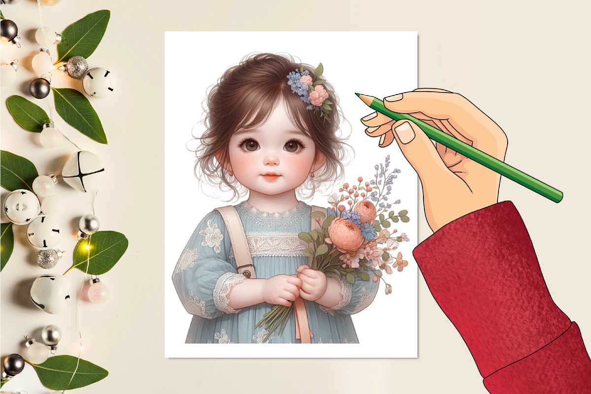 Cute little Girl Sublimation Clipart, a Seasonal Illustration by Craft Nest (Photo 2 of 5)
