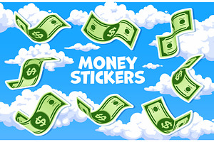 Flying cartoon dollar money, a Finance Illustration by Vector Tradition