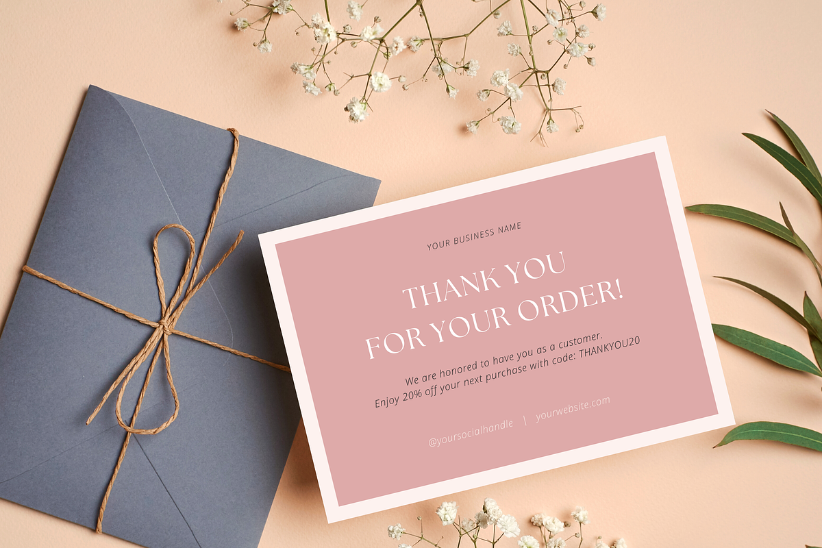 Pink Thank You Card Template, a Card Template by Gebers Marketing & Design (Photo 3 of 8)