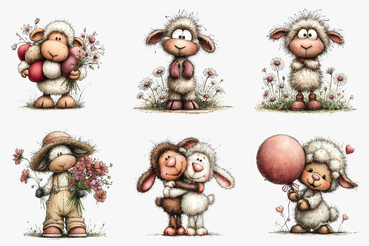 Whimsical Easter Sheep Clipart, an Illustration by CreationArt (Photo 6 of 6)