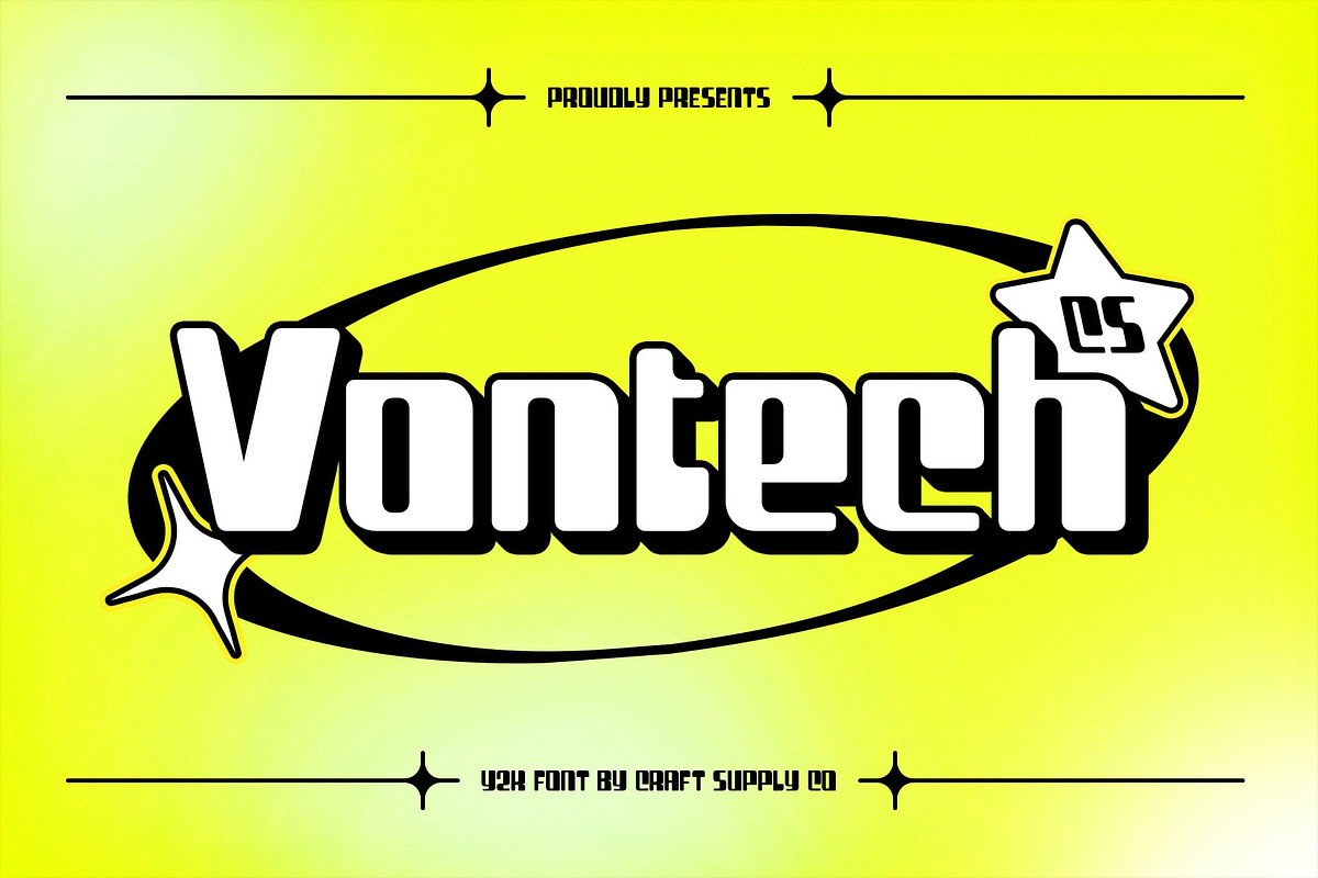 CS Vontech – Y2K Font, a Sans Serif Font by Craft Supply Co. (Photo 1 of 8)