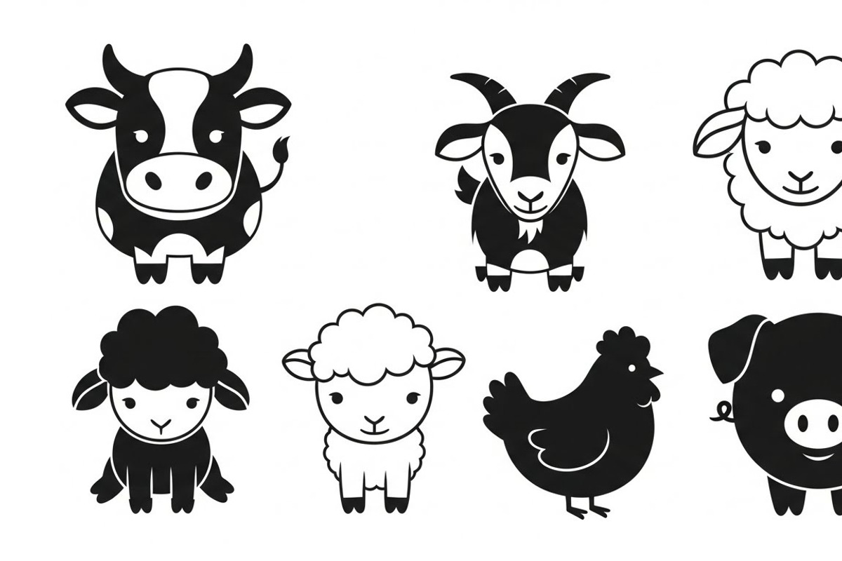 Cute Farm Animal Silhouette Bundle, an Illustration by hafijul (Photo 37 of 51)