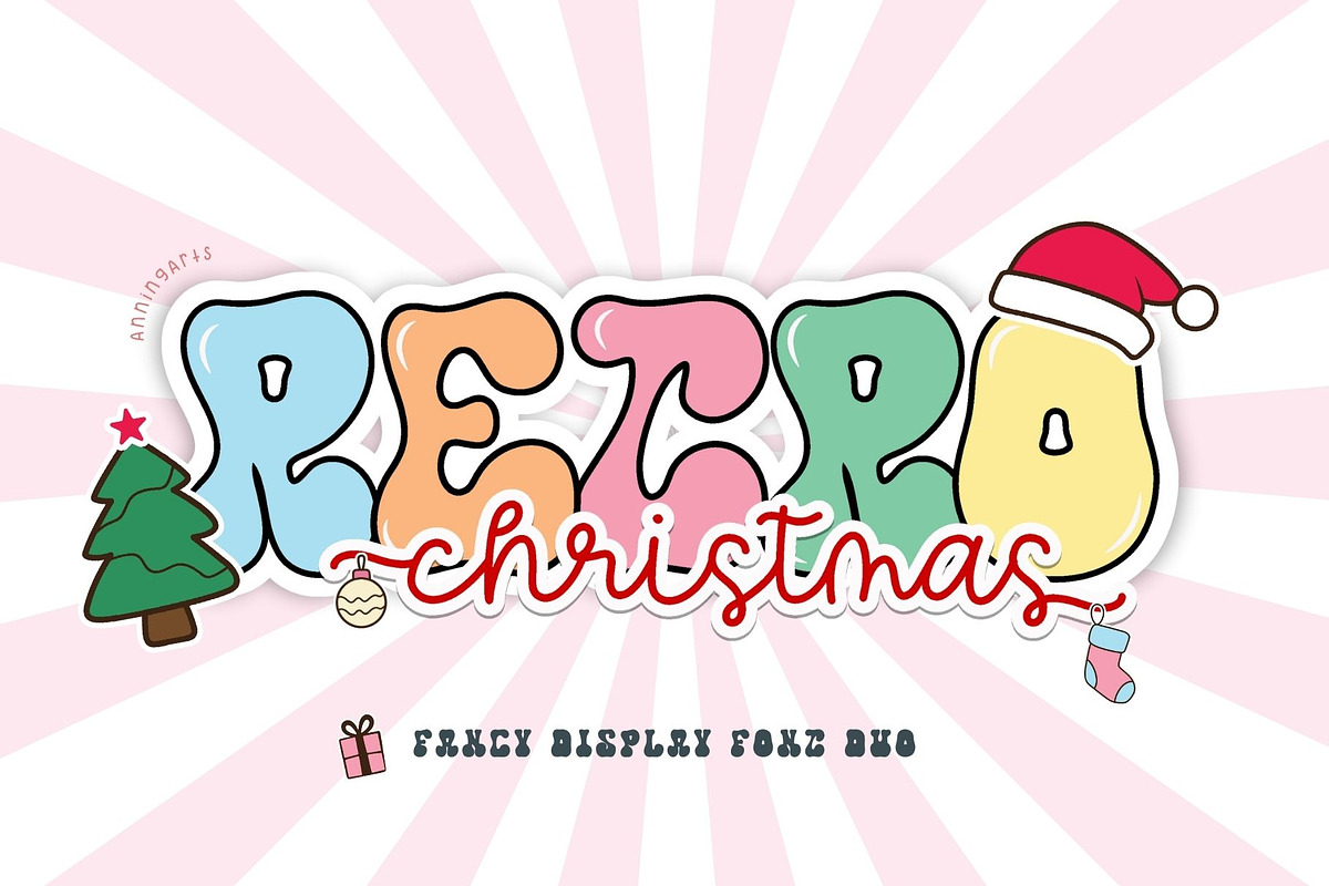 Retro Christmas - Duo Font, a Script Font by AnningArts (Photo 1 of 9)
