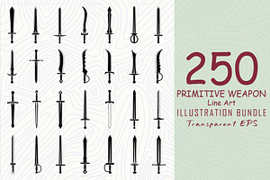 Primitive sword line art bundle, an Object Illustration by Sofia's Fashion