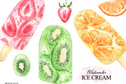 Colorful watercolor ice cream, a Food Illustration by OlDm_Shop (Thumbnail 4 of 10)