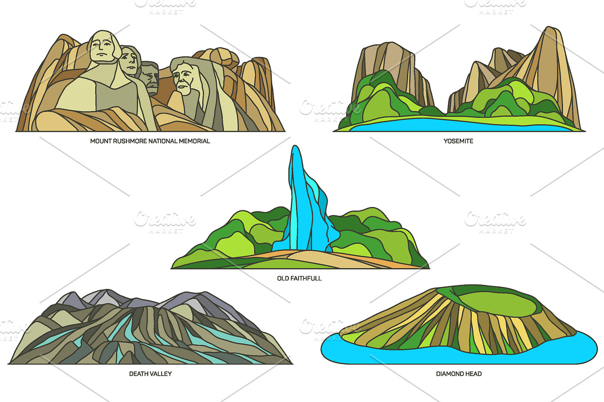 Nature sights of USA in line, an Illustration by GenziWorkshop (Photo 3 of 8)