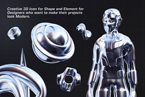 Abstract Silver Icon 3D Illustration