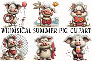 Whimsical Summer Pig Clipart, an Illustration by OK Design (Thumbnail 2 of 6)