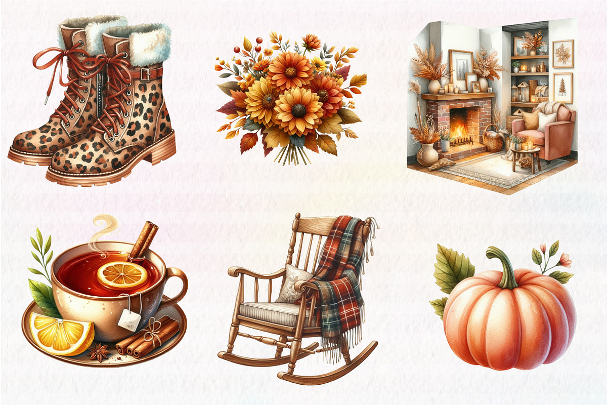 Watercolor Autumn Clipart, an Illustration by CreationArt (Photo 5 of 5)