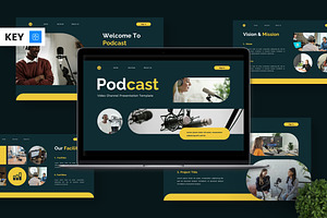 Podcast - Video Channel Keynote, a Presentation Template by Deepslide Studio