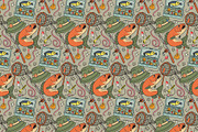 Fishing Seamless Pattern, a Pattern Graphic by Coastal 5 Designs (Thumbnail 2 of 3)