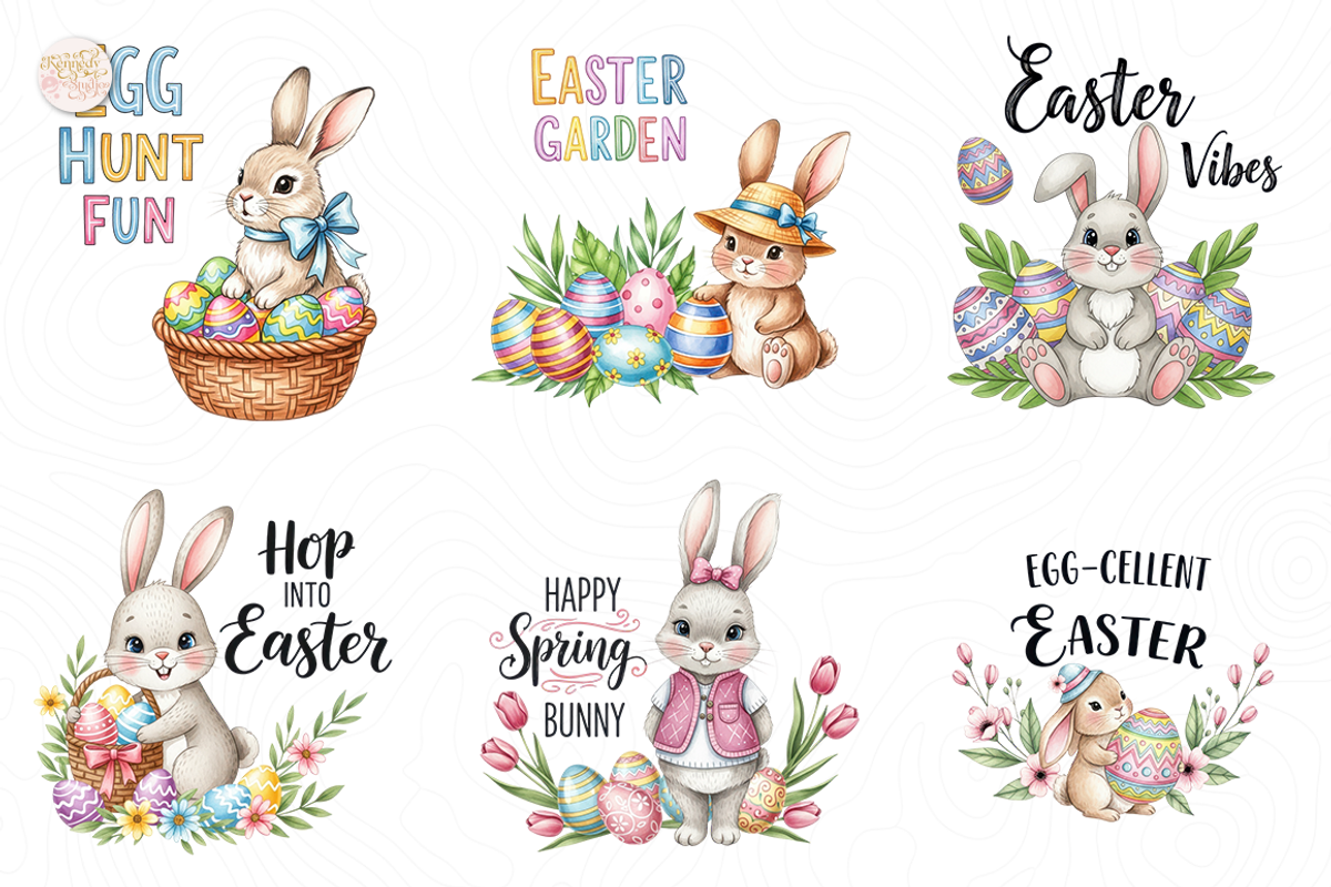 Watercolor Easter Bunny PNG Clipart., an Animal Illustration by KennedyStudio (Photo 3 of 5)