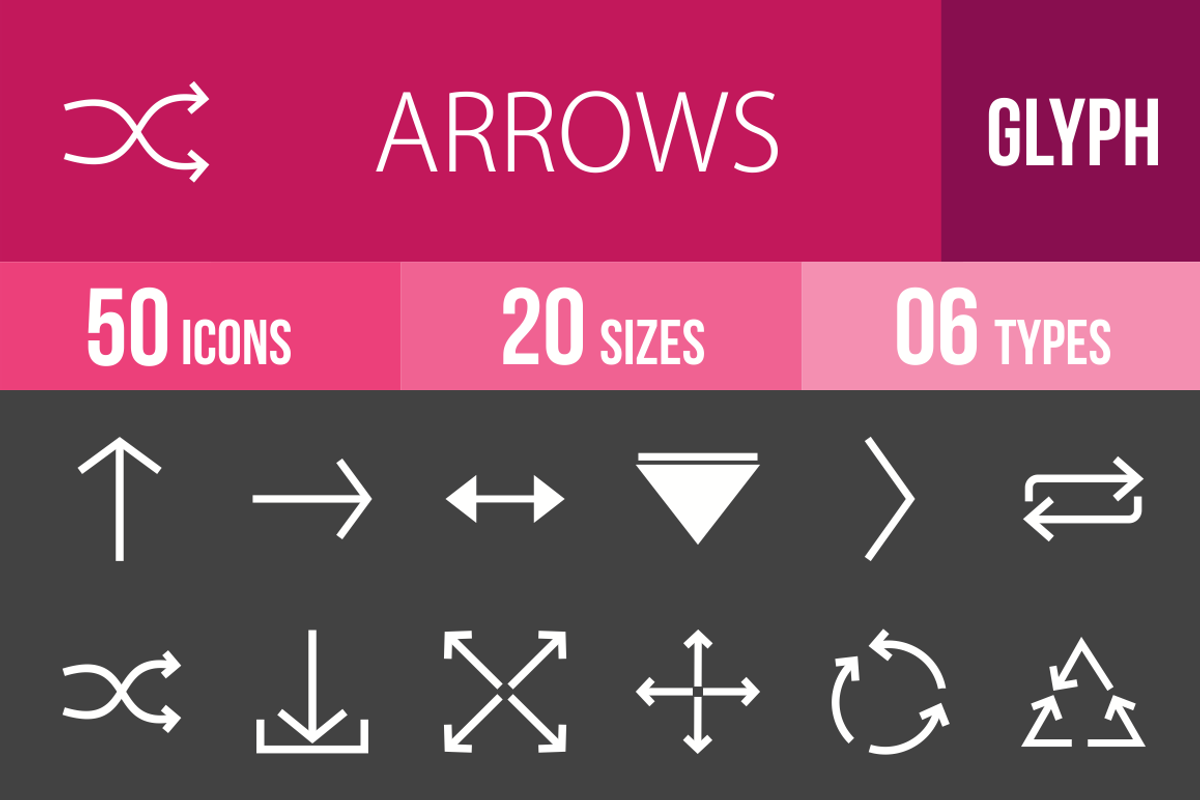 50 Arrows Glyph Inverted Icons, an Icon by IconBunny