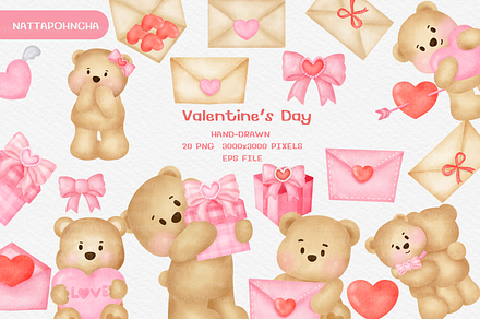 Valentine's day with bear pngclipart