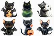 Watercolor Cute Halloween Cat, an Illustration by Craft Nest (Thumbnail 3 of 6)