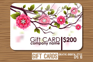 Oriental Gift Card With Flowers